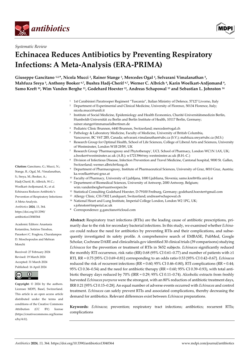 Réduction de la fréquence et de la durée des infections respiratoires.